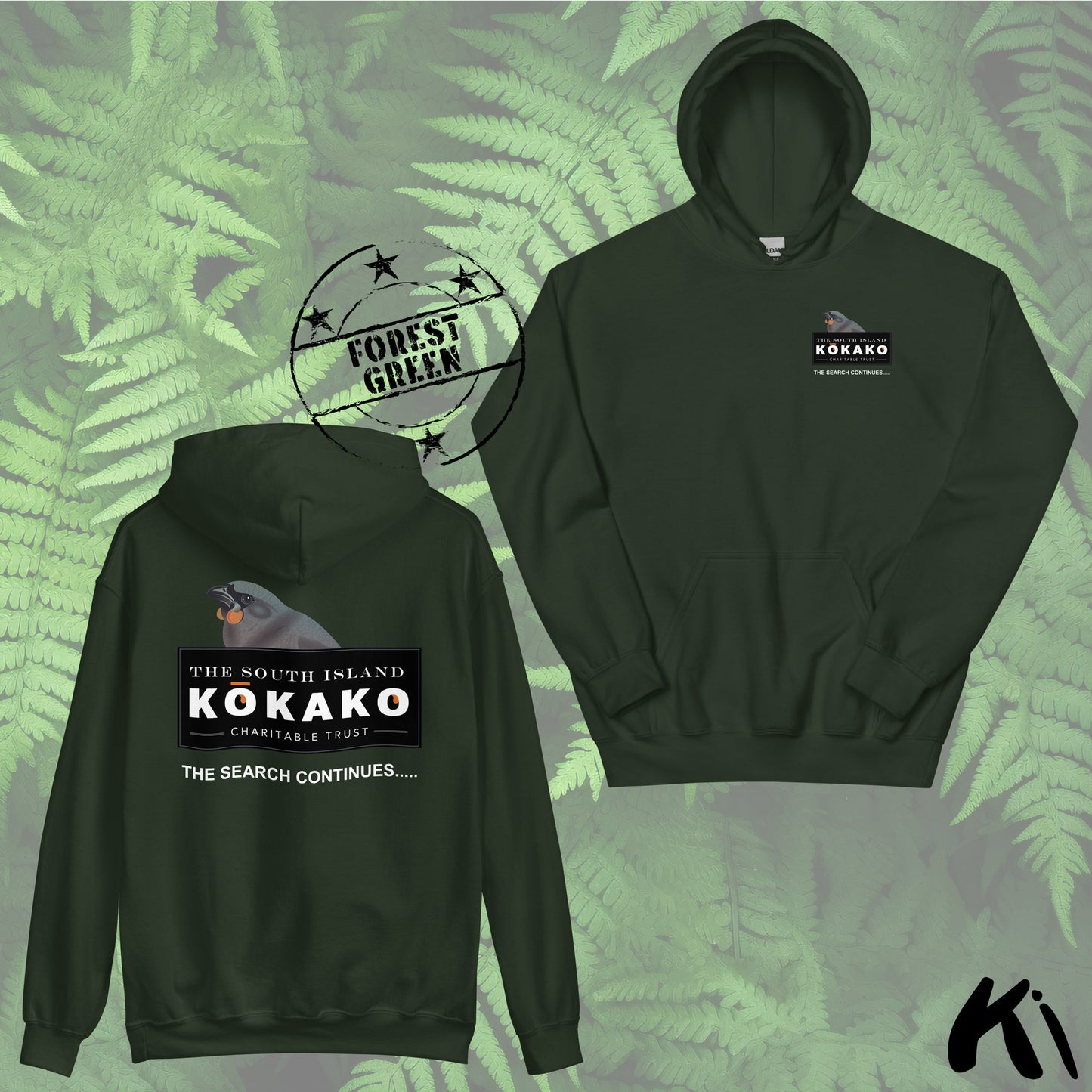 SOUTH ISLAND KŌKAKO Charitable Trust Unisex Hoodie FRONT & BACK Print