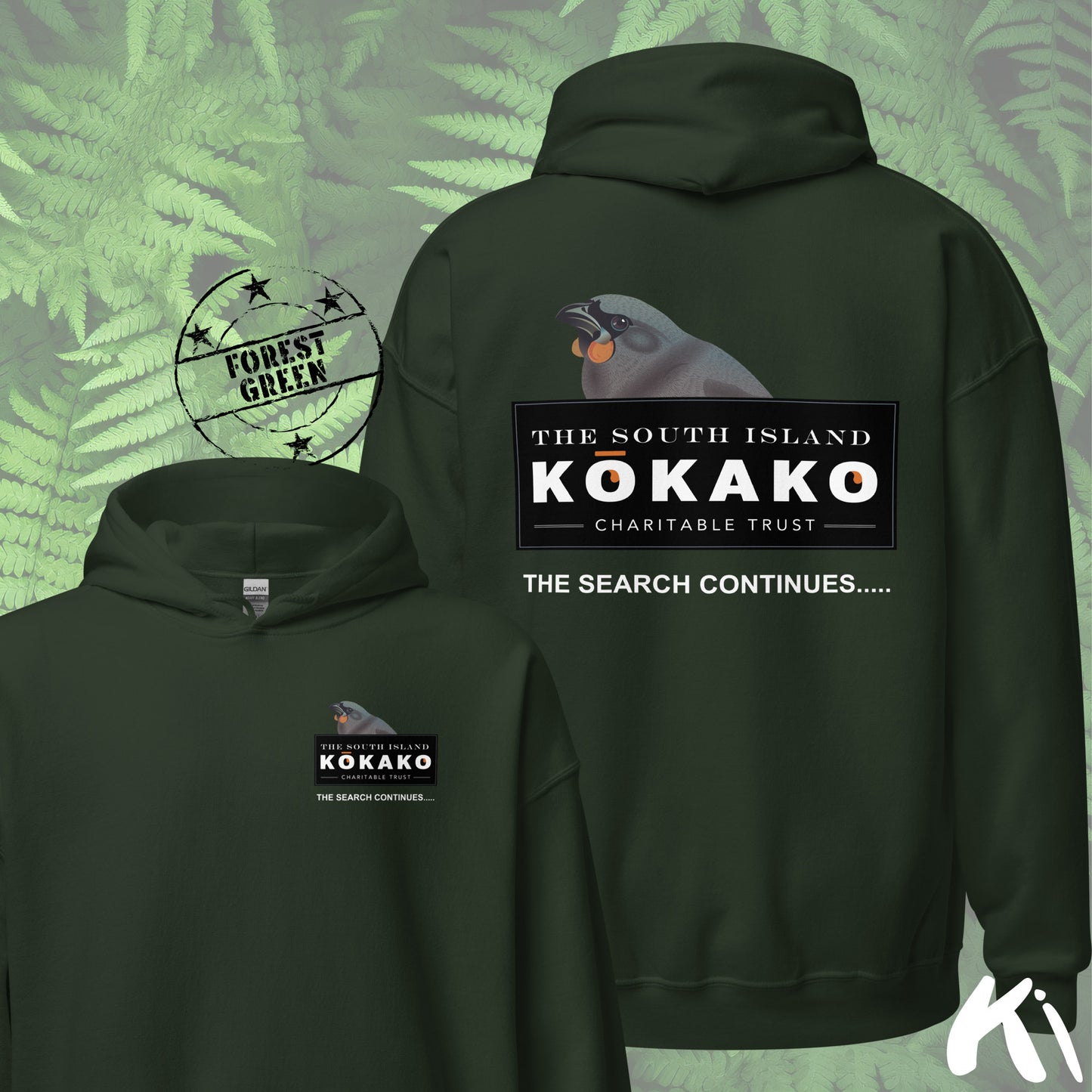 SOUTH ISLAND KŌKAKO Charitable Trust Unisex Hoodie FRONT & BACK Print