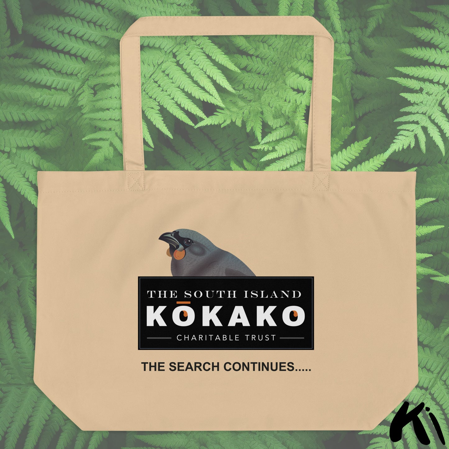 SOUTH ISLAND KŌKAKO Charitable Trust Large Organic Tote Bag - Single Print