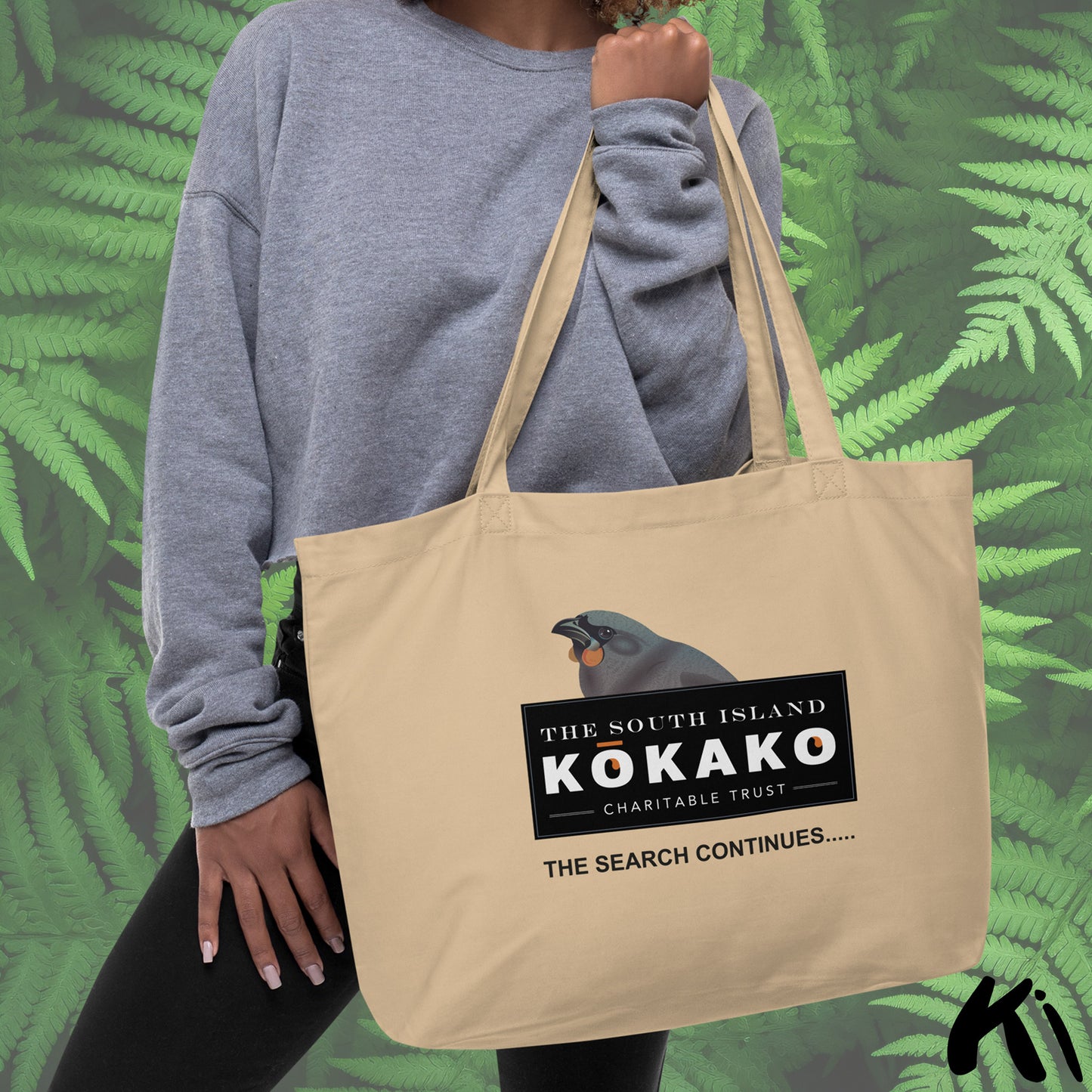 SOUTH ISLAND KŌKAKO Charitable Trust Large Organic Tote Bag - Single Print