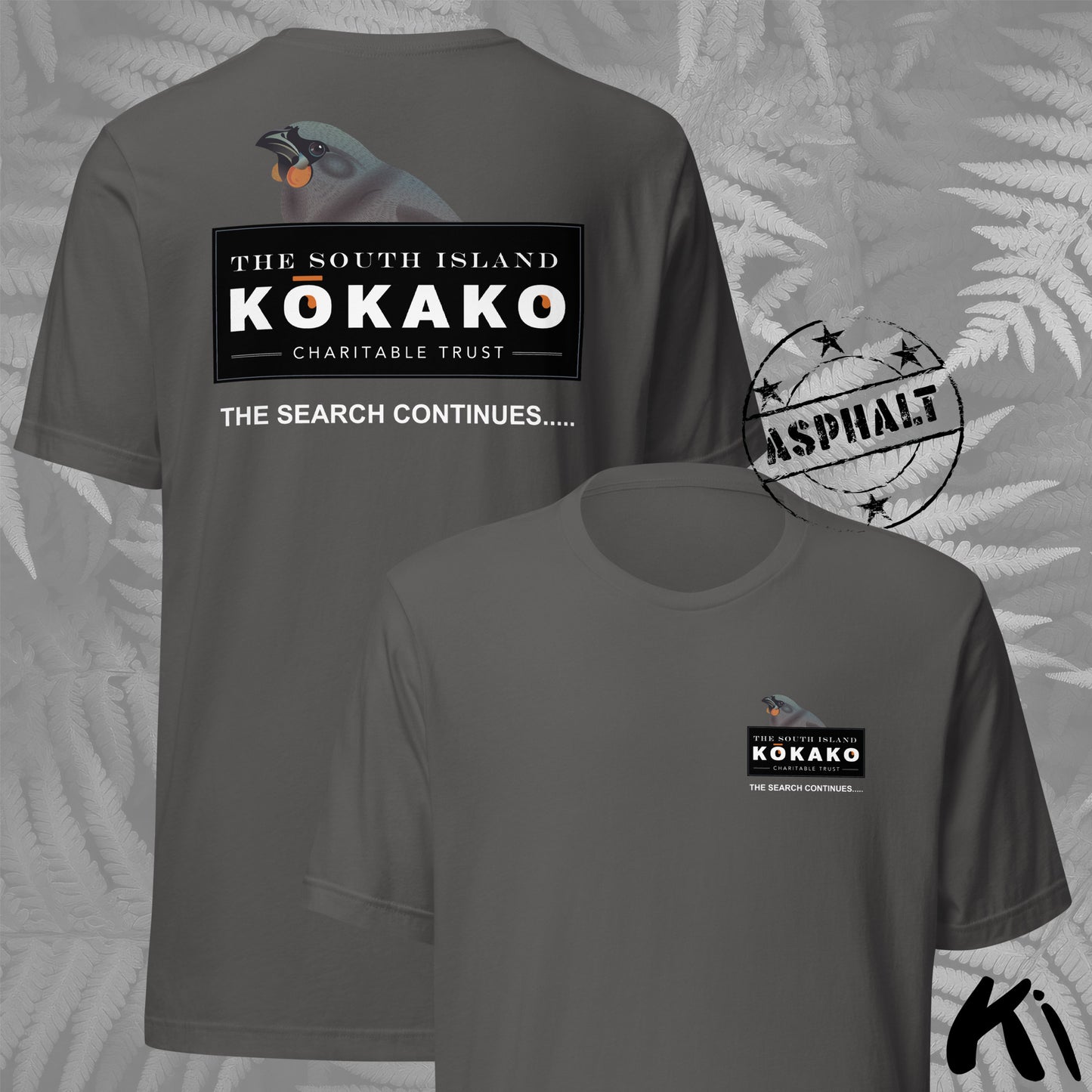 SOUTH ISLAND KŌKAKO Charitable Trust Official Fundraising FRONT and BACK Print Shirt - Dark Colours