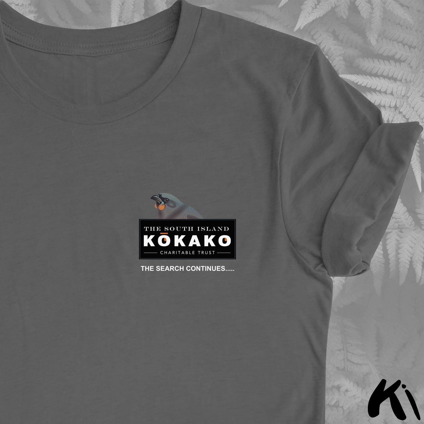 SOUTH ISLAND KŌKAKO Charitable Trust Official Fundraising Shirt - Minimalist, Dark Colours