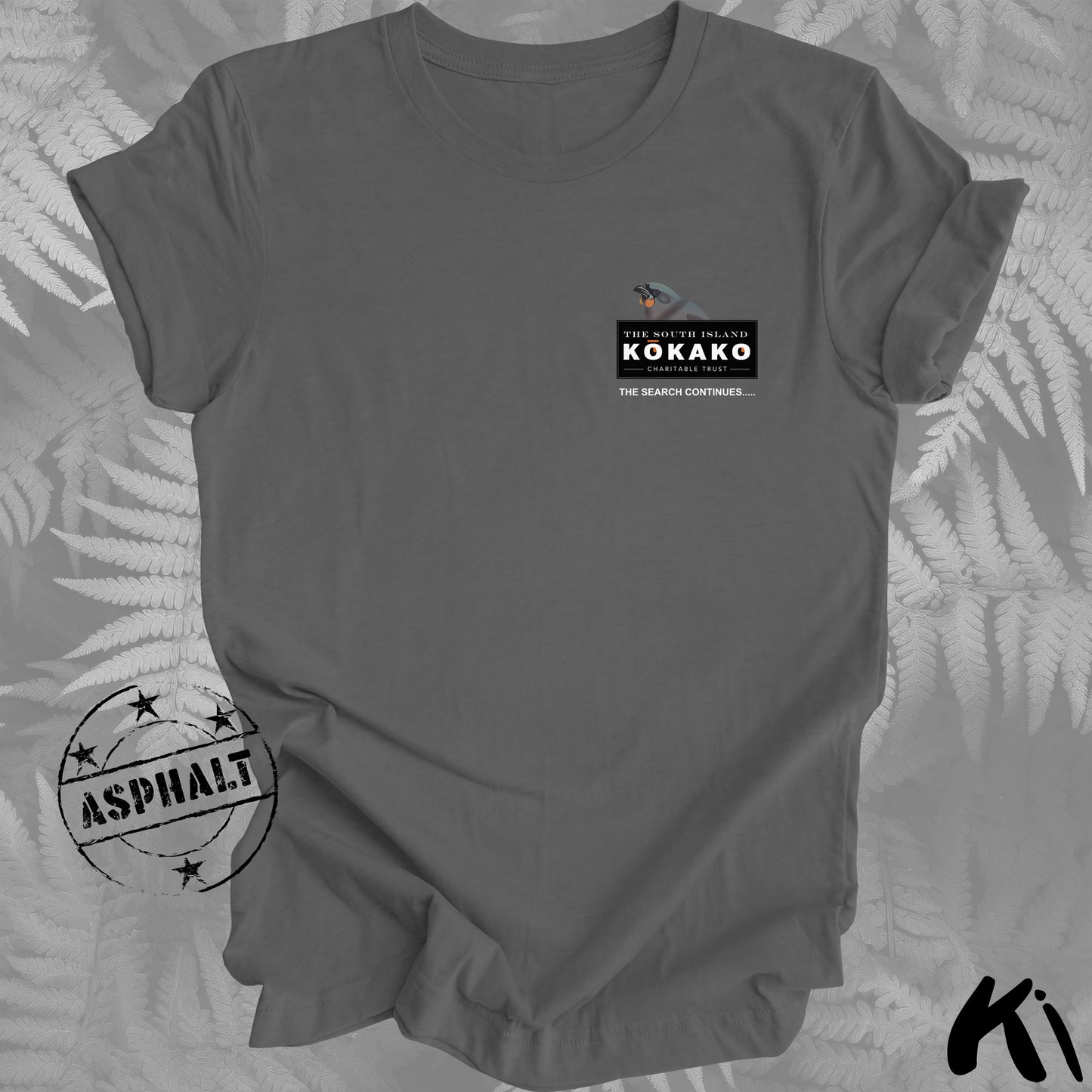 SOUTH ISLAND KŌKAKO Charitable Trust Official Fundraising Shirt - Minimalist, Dark Colours