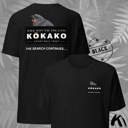 SOUTH ISLAND KŌKAKO Charitable Trust Official Fundraising FRONT and BACK Print Shirt - Dark Colours