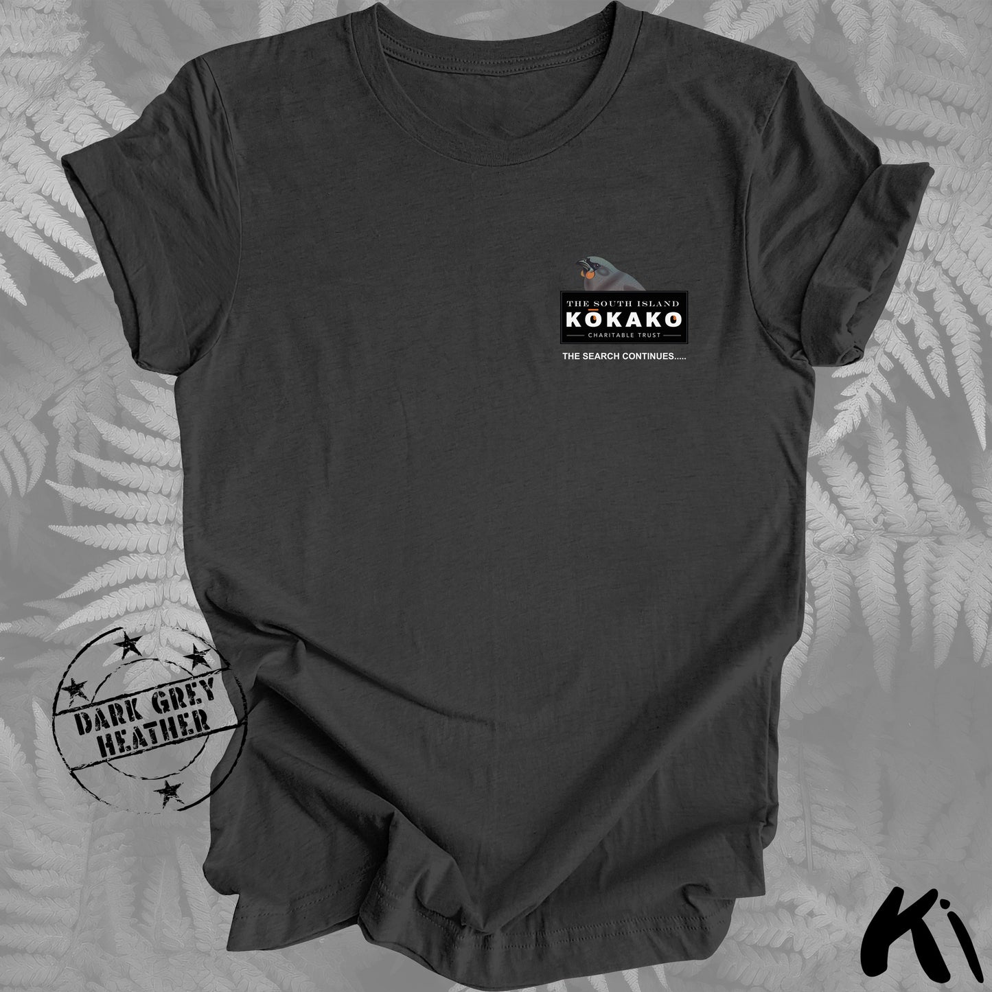 SOUTH ISLAND KŌKAKO Charitable Trust Official Fundraising Shirt - Minimalist, Dark Colours