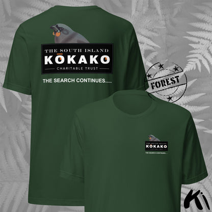 SOUTH ISLAND KŌKAKO Charitable Trust Official Fundraising FRONT and BACK Print Shirt - Dark Colours