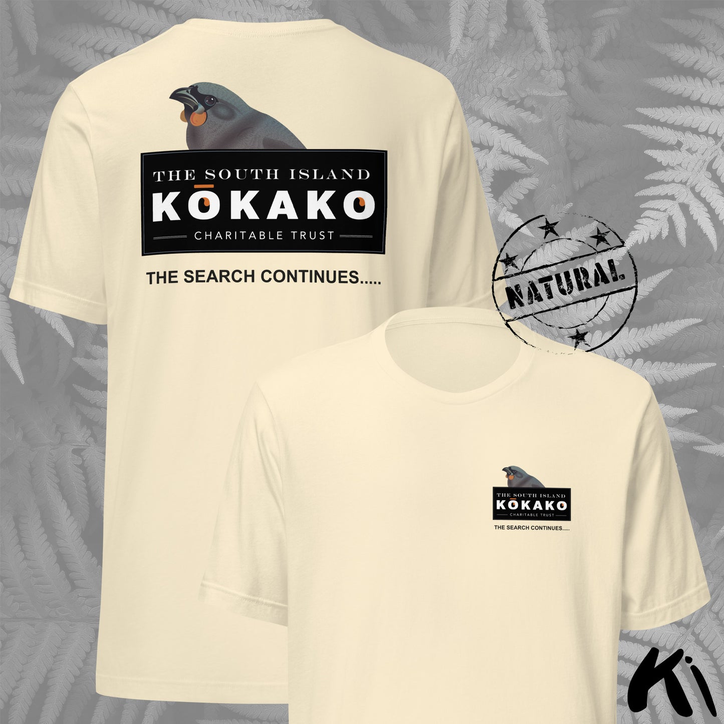 SOUTH ISLAND KŌKAKO Charitable Trust Official Fundraising FRONT and BACK Print Shirt - Light Colours