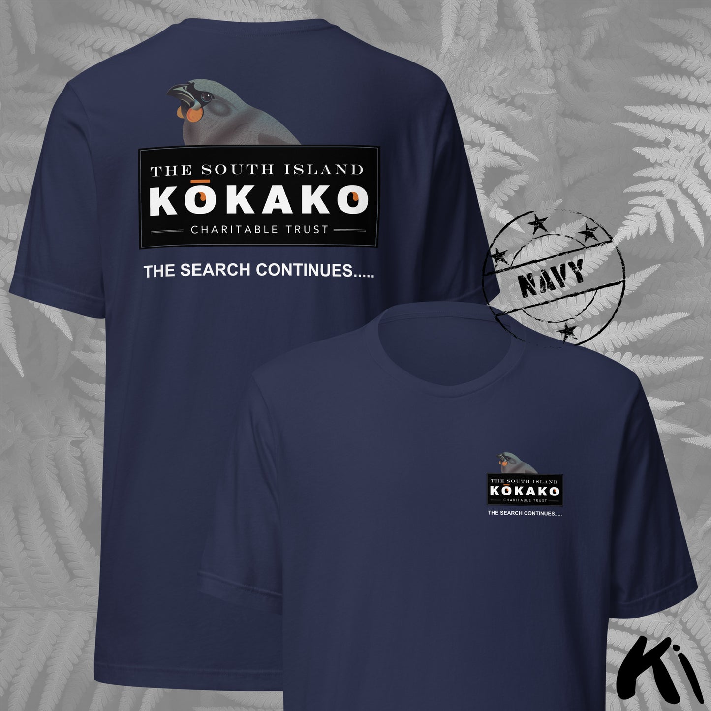 SOUTH ISLAND KŌKAKO Charitable Trust Official Fundraising FRONT and BACK Print Shirt - Dark Colours