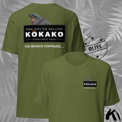 SOUTH ISLAND KŌKAKO Charitable Trust Official Fundraising FRONT and BACK Print Shirt - Dark Colours