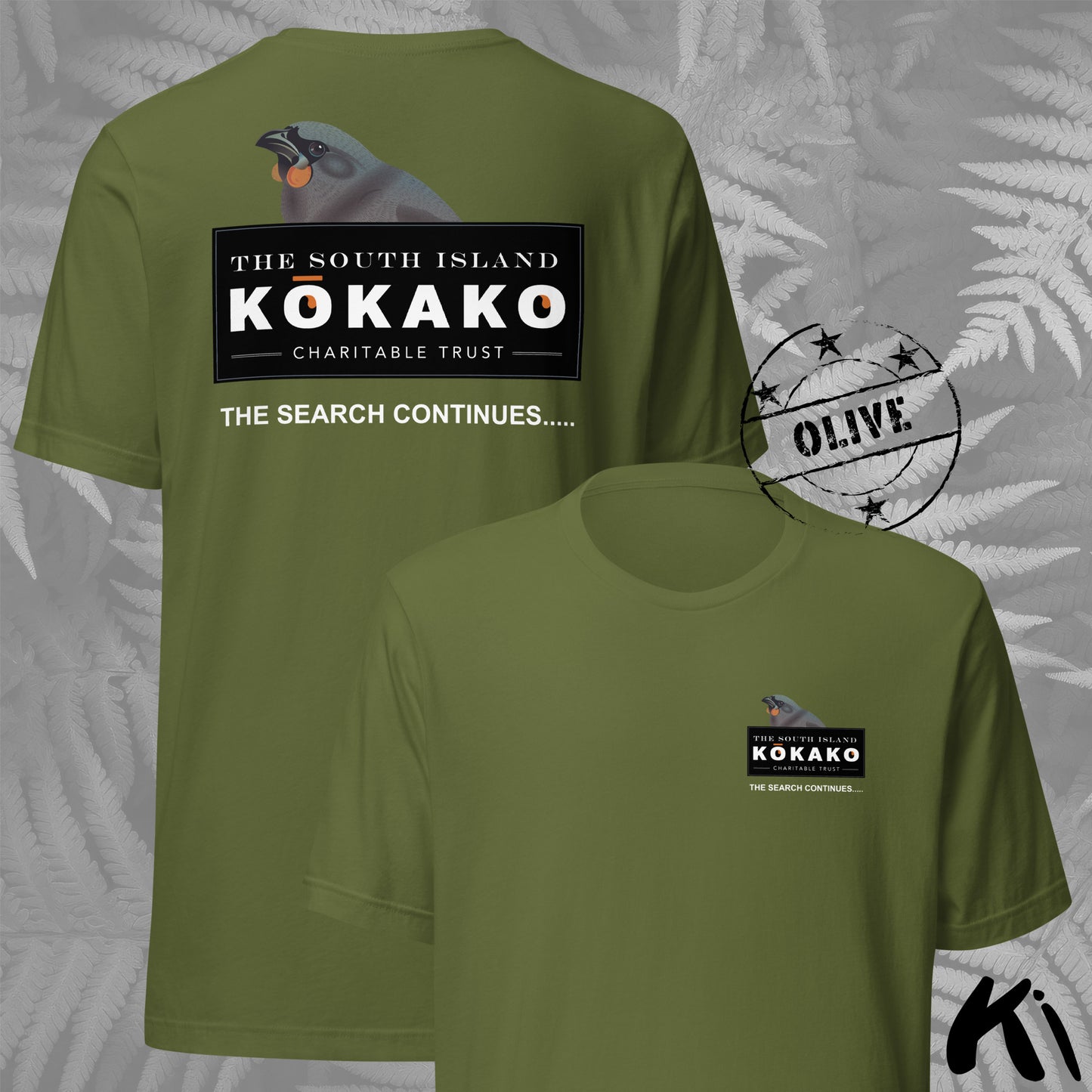 SOUTH ISLAND KŌKAKO Charitable Trust Official Fundraising FRONT and BACK Print Shirt - Dark Colours