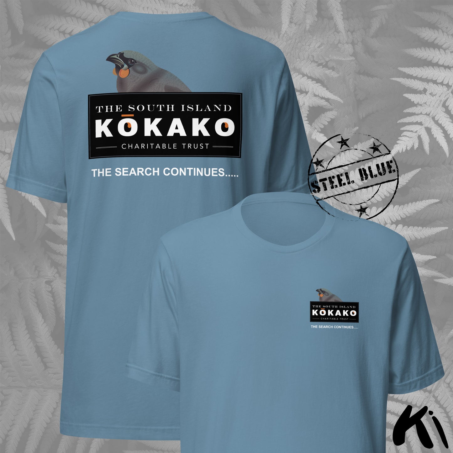 SOUTH ISLAND KŌKAKO Charitable Trust Official Fundraising FRONT and BACK Print Shirt - Dark Colours