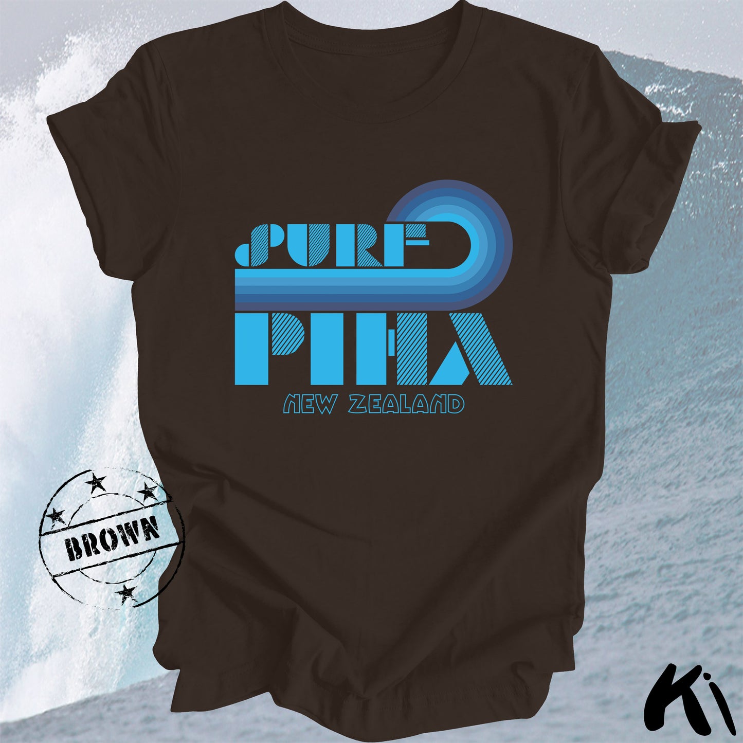PIHA New Zealand Retro Surfing Wave Shirt