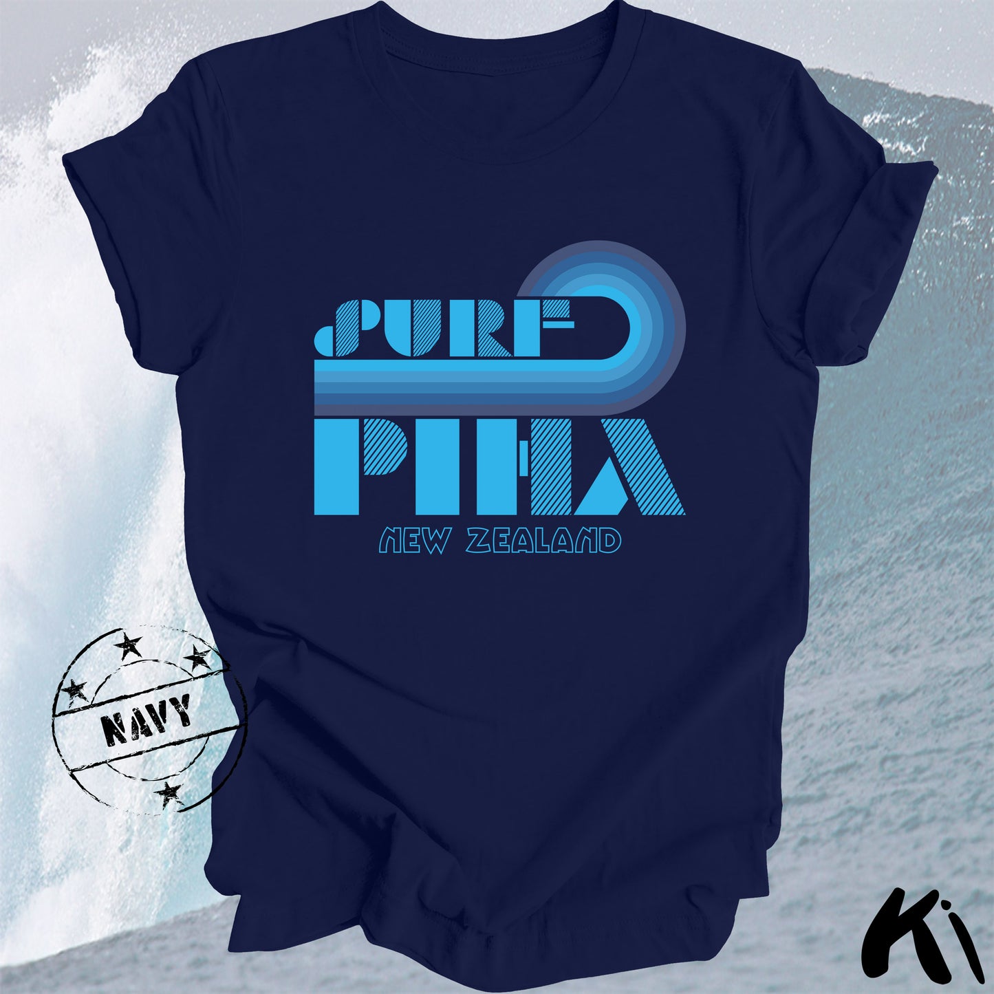 PIHA New Zealand Retro Surfing Wave Shirt