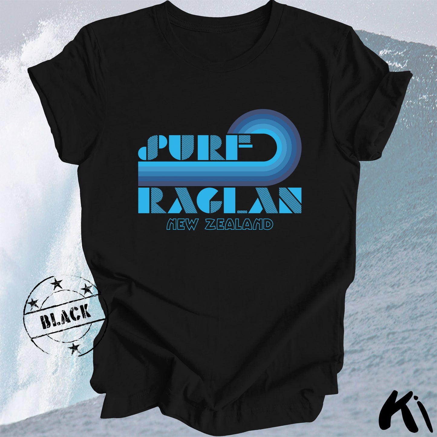 RAGLAN New Zealand Retro Surfing Wave Shirt