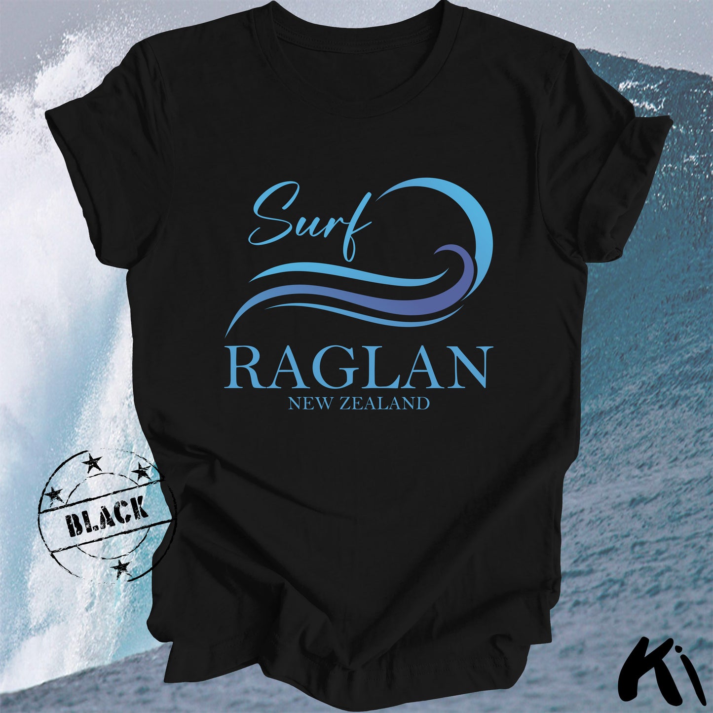 RAGLAN New Zealand Surfing Wave Shirt