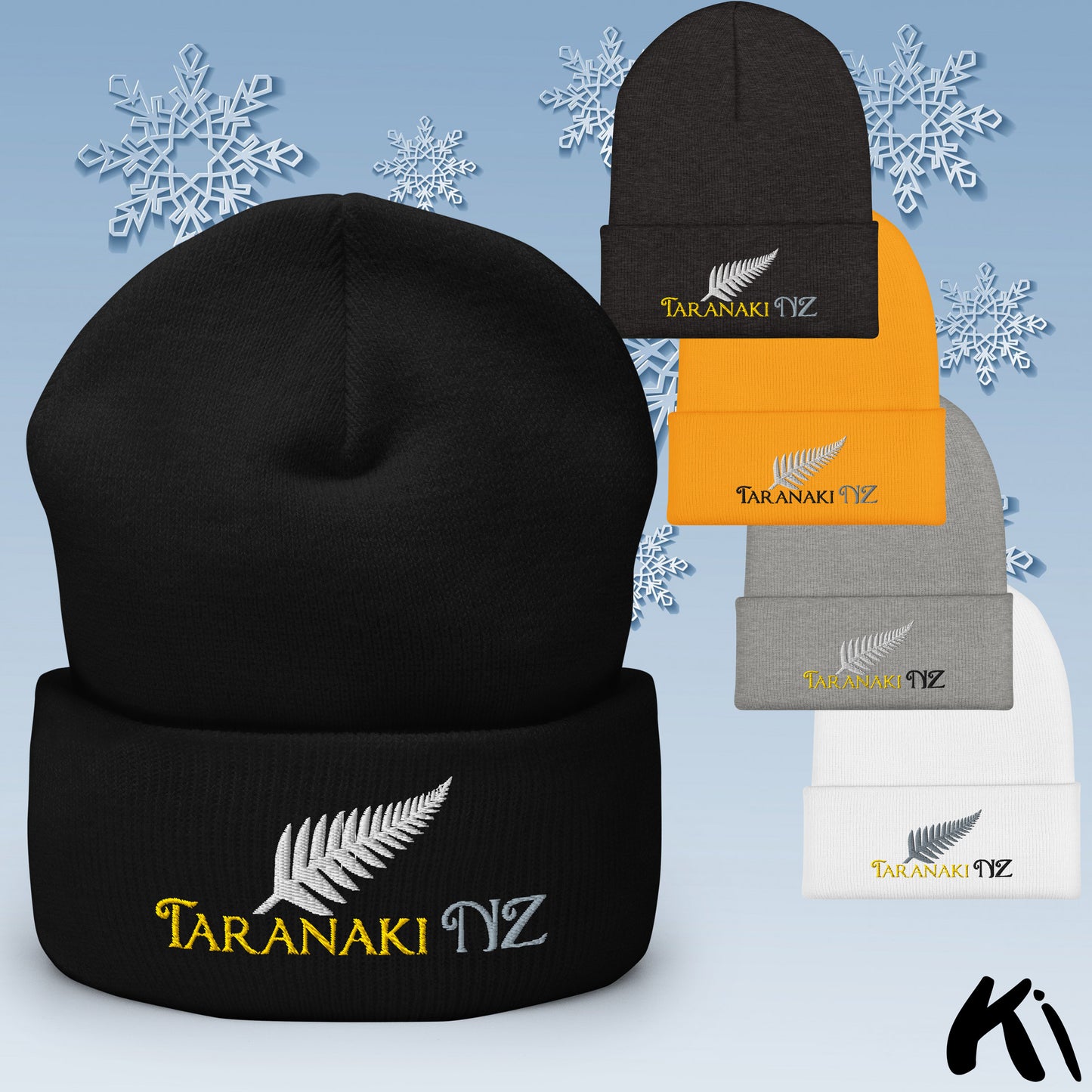 TARANAKI NZ Silver Fern Cuffed Beanie
