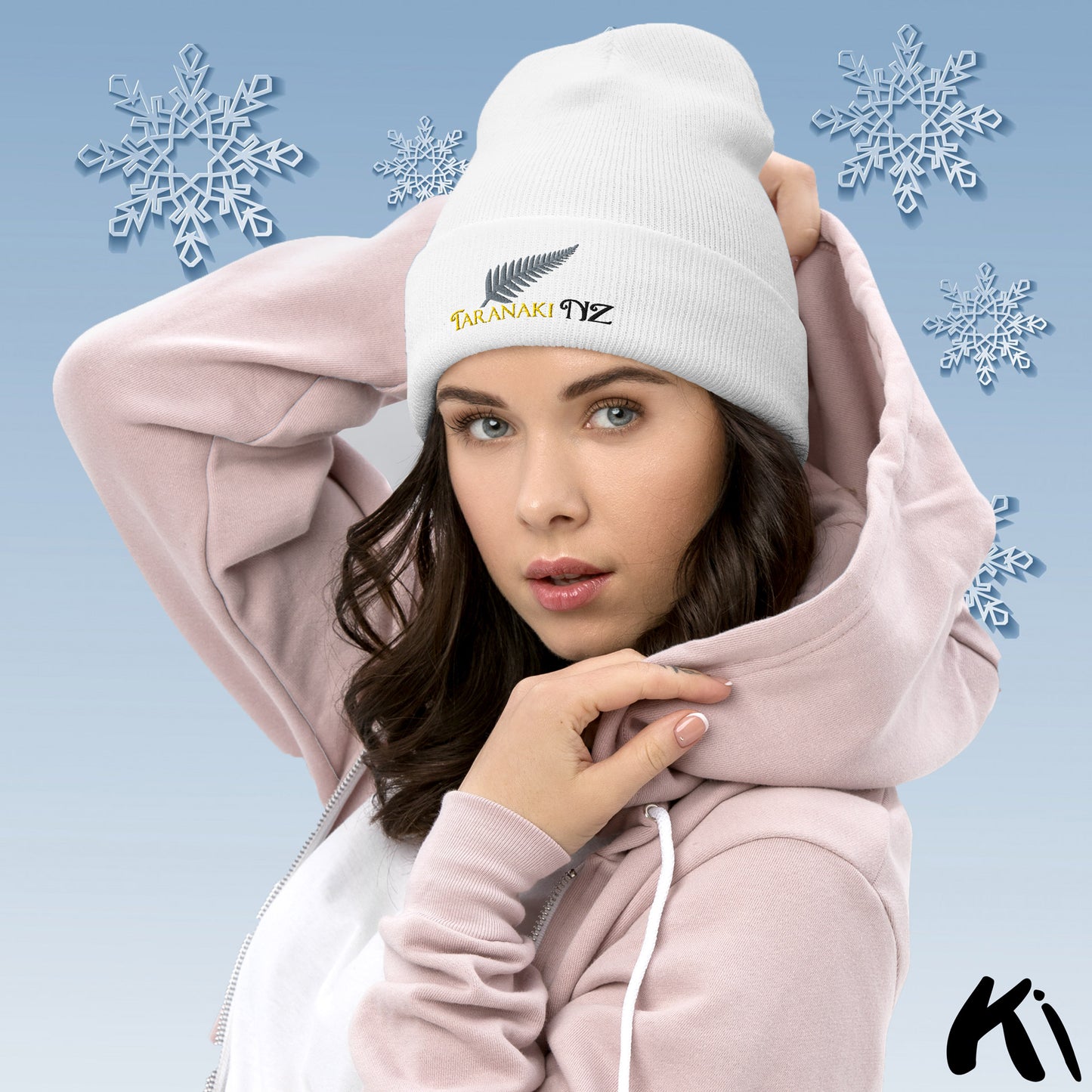 TARANAKI NZ Silver Fern Cuffed Beanie