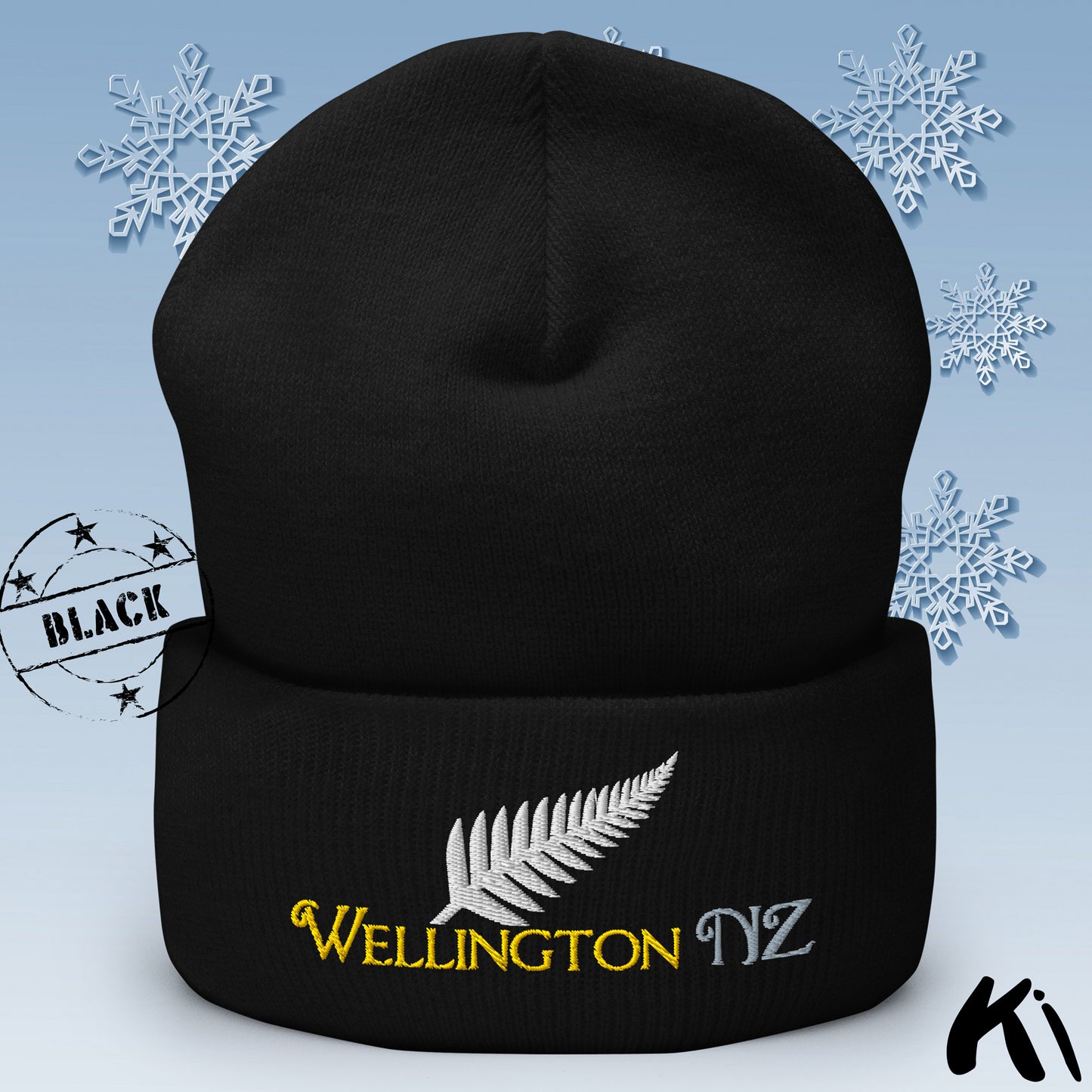 WELLINGTON NZ Silver Fern Cuffed Beanie