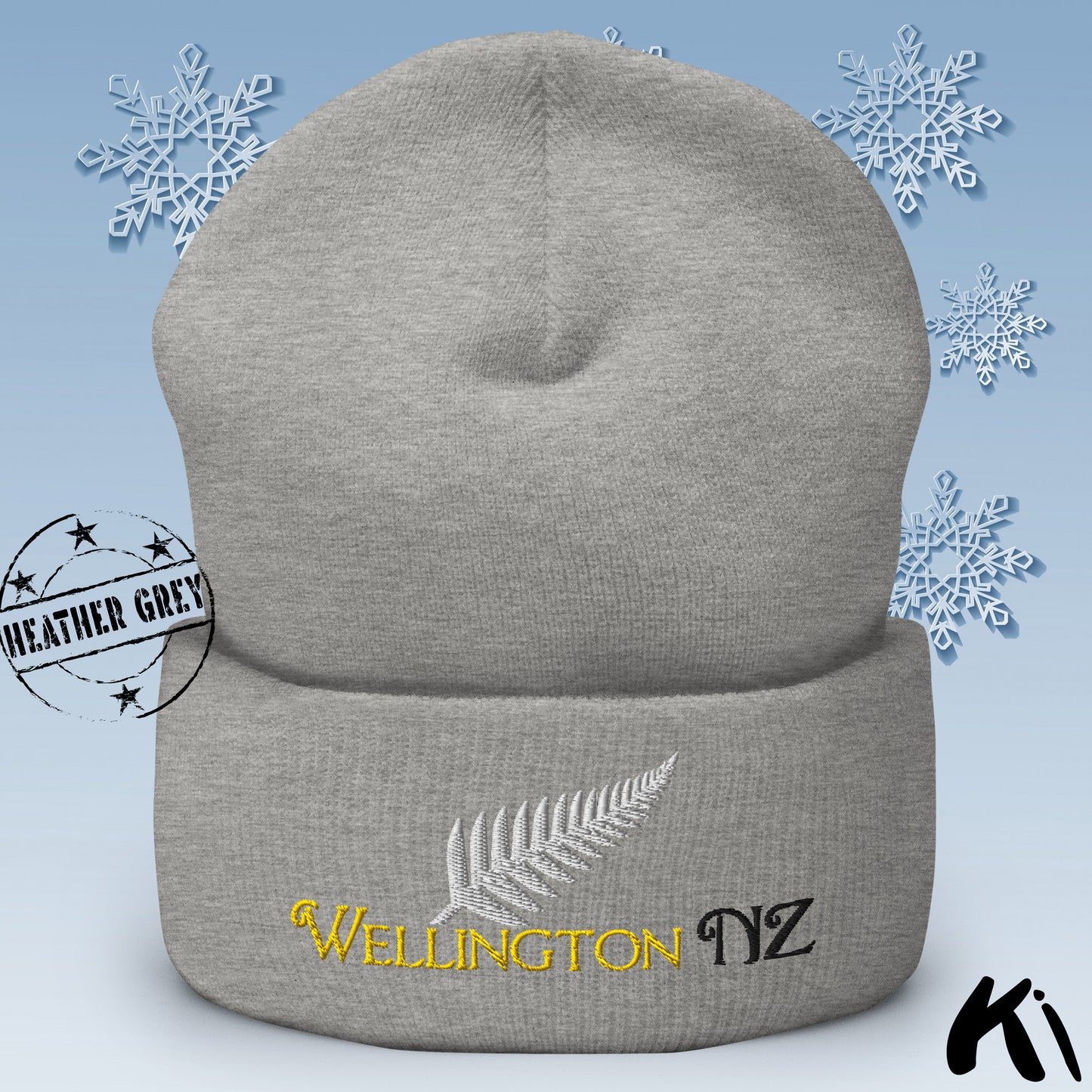 WELLINGTON NZ Silver Fern Cuffed Beanie
