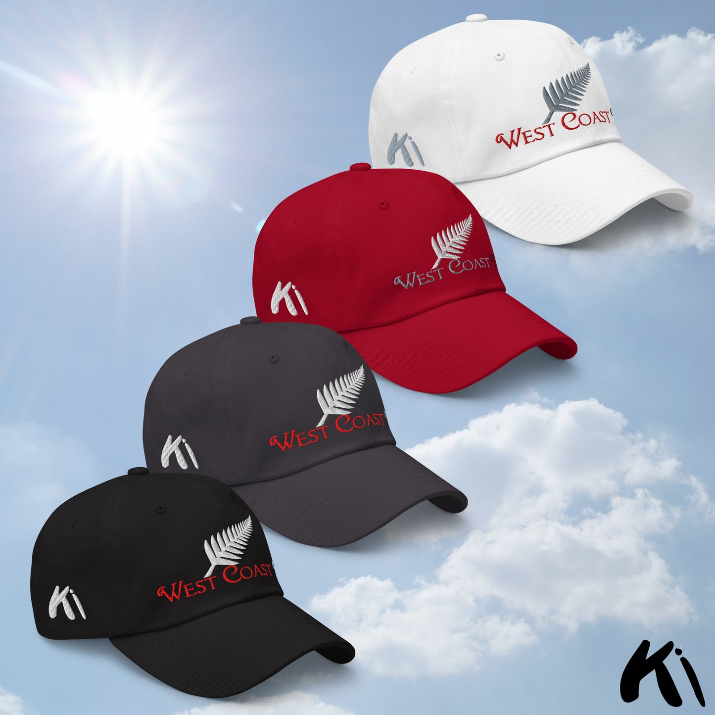 WEST COAST NZ Silver Fern Embroidered Cap