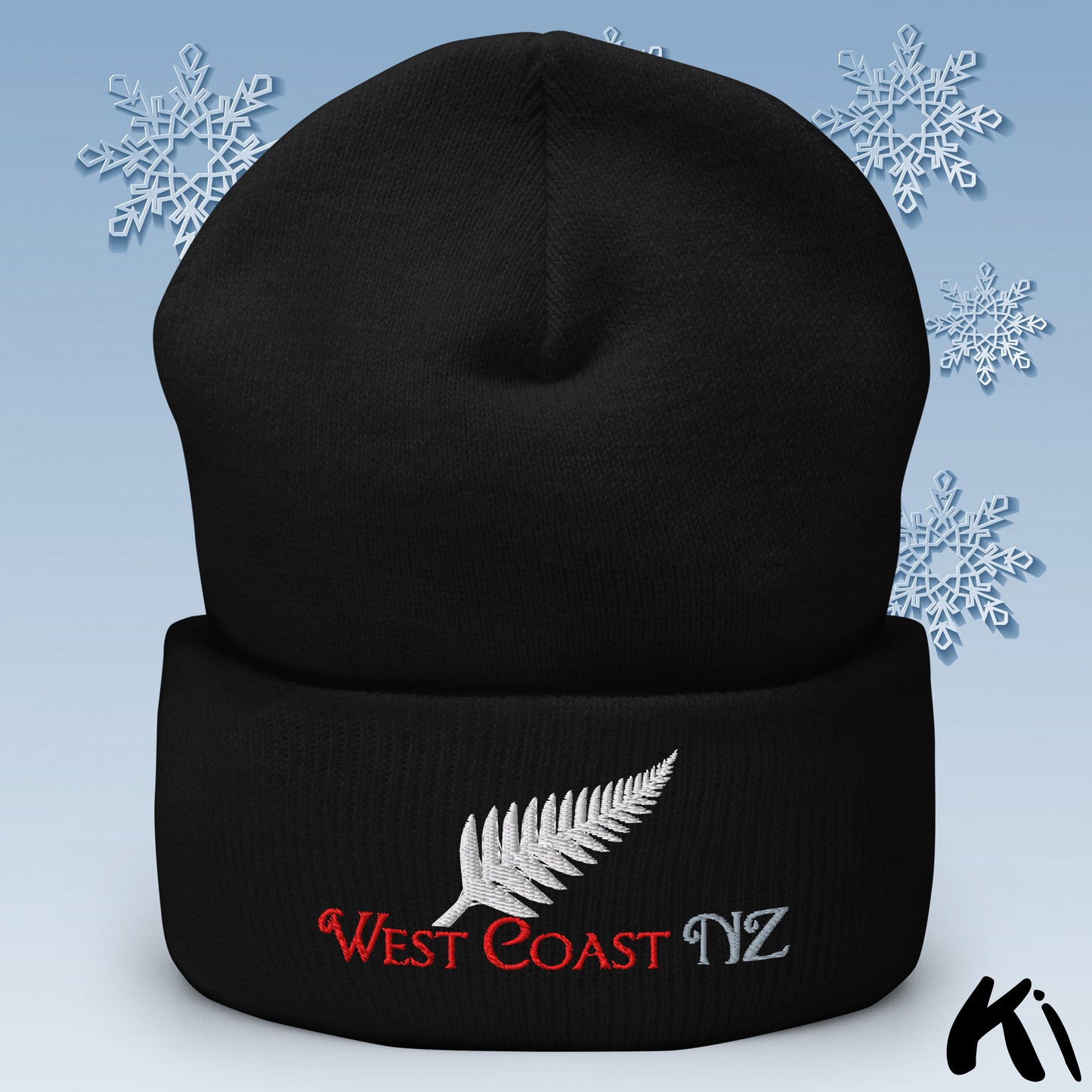 WEST COAST NZ Silver Fern Cuffed Beanie