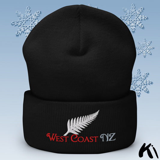 WEST COAST NZ Silver Fern Cuffed Beanie