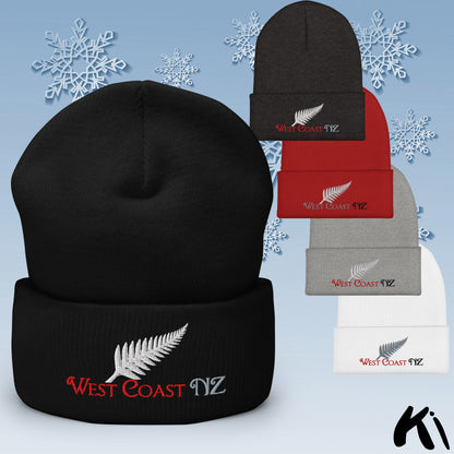 WEST COAST NZ Silver Fern Cuffed Beanie
