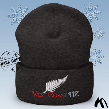 WEST COAST NZ Silver Fern Cuffed Beanie