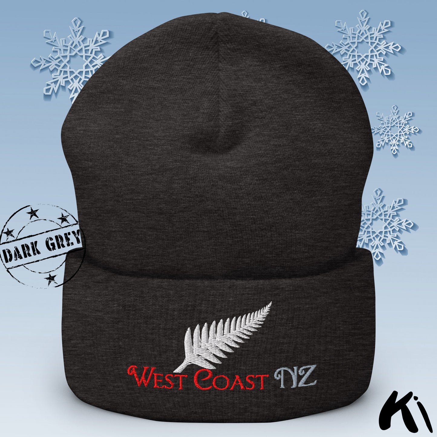 WEST COAST NZ Silver Fern Cuffed Beanie