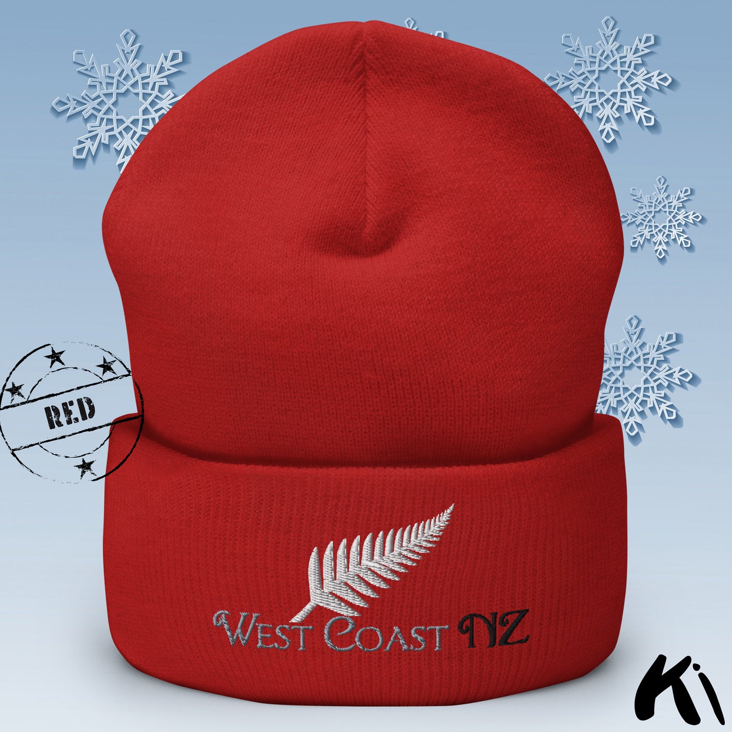 WEST COAST NZ Silver Fern Cuffed Beanie