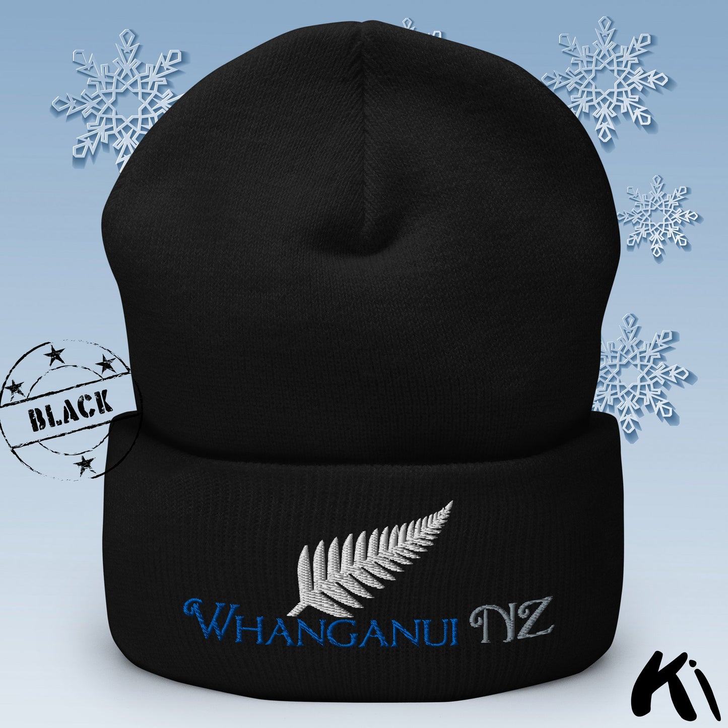 WHANGANUI NZ Silver Fern Cuffed Beanie