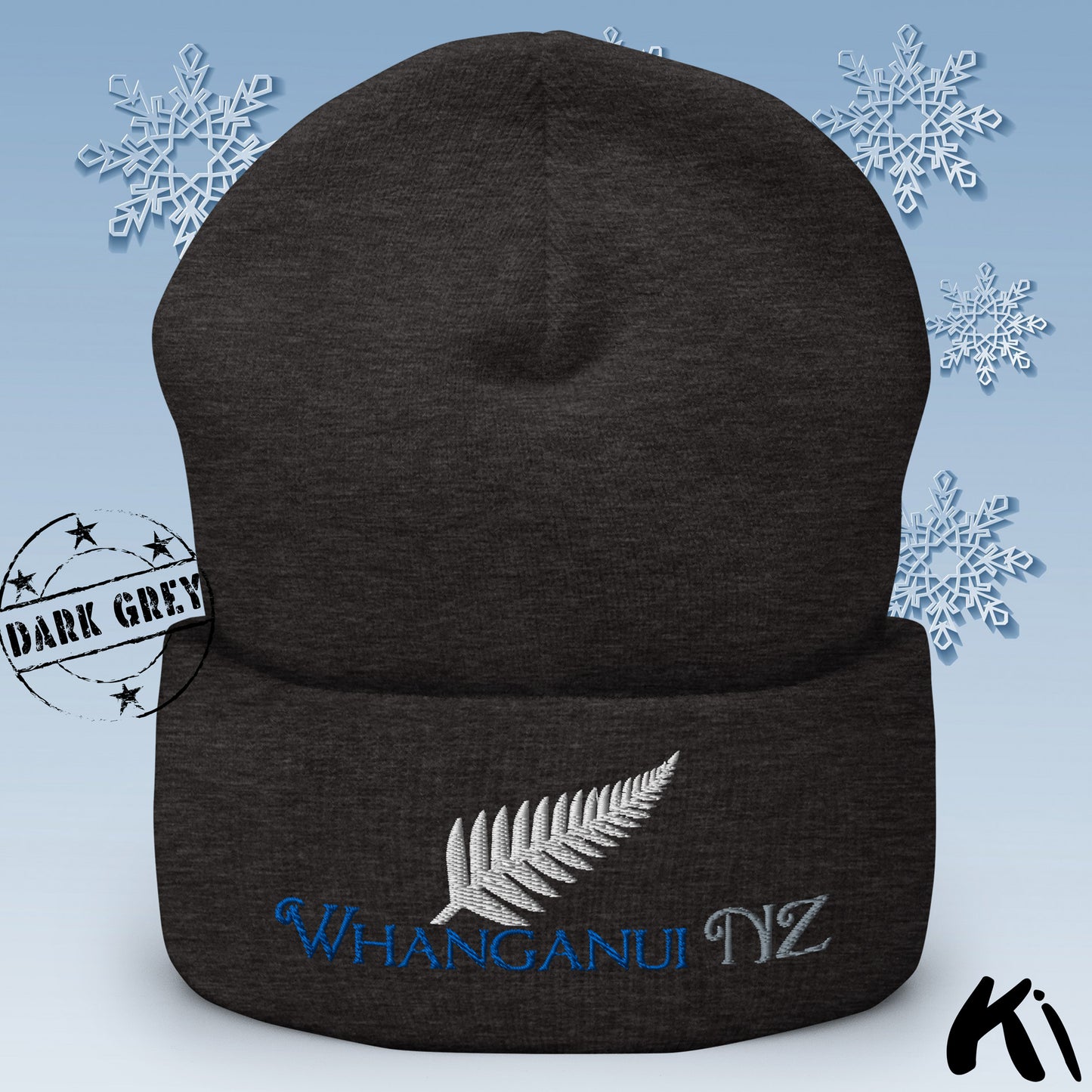 WHANGANUI NZ Silver Fern Cuffed Beanie