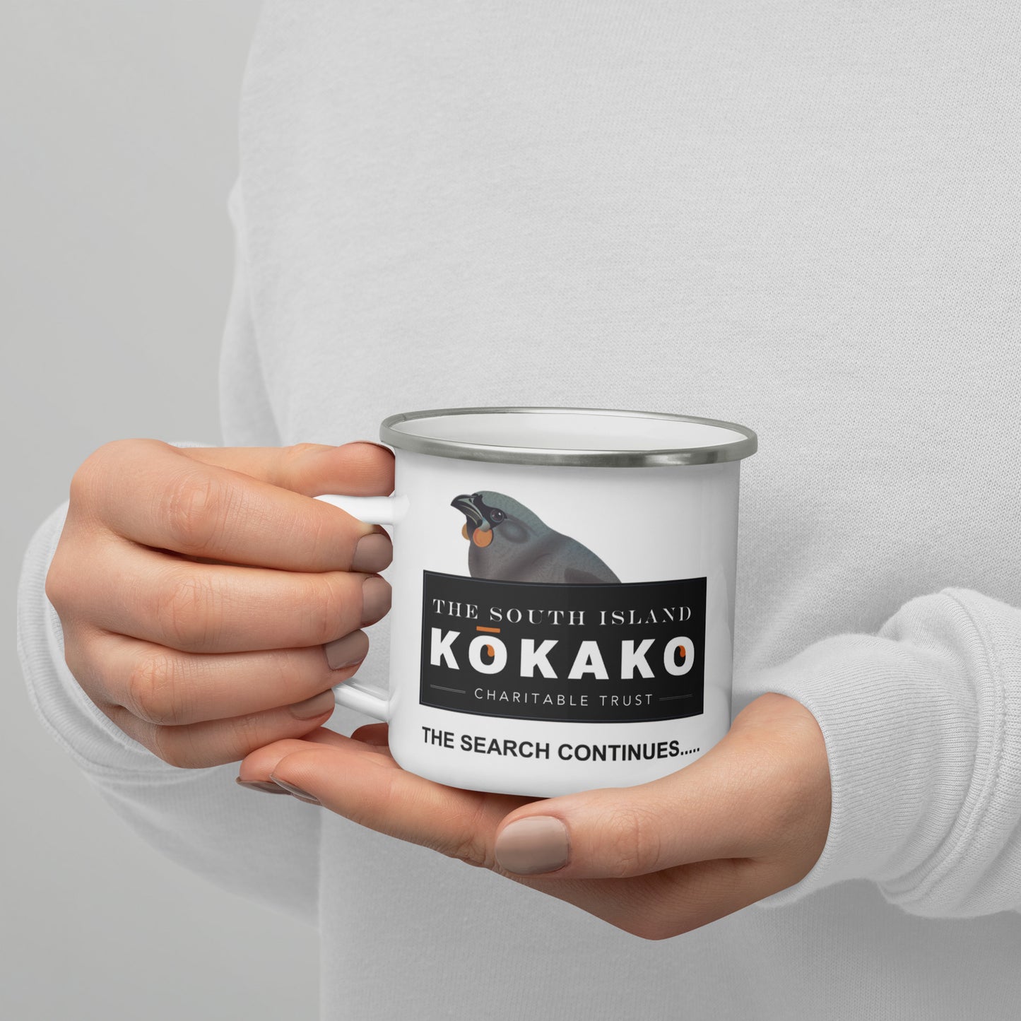 SOUTH ISLAND KŌKAKO Charitable Trust Enamel Camping Mug - Official Fundraiser