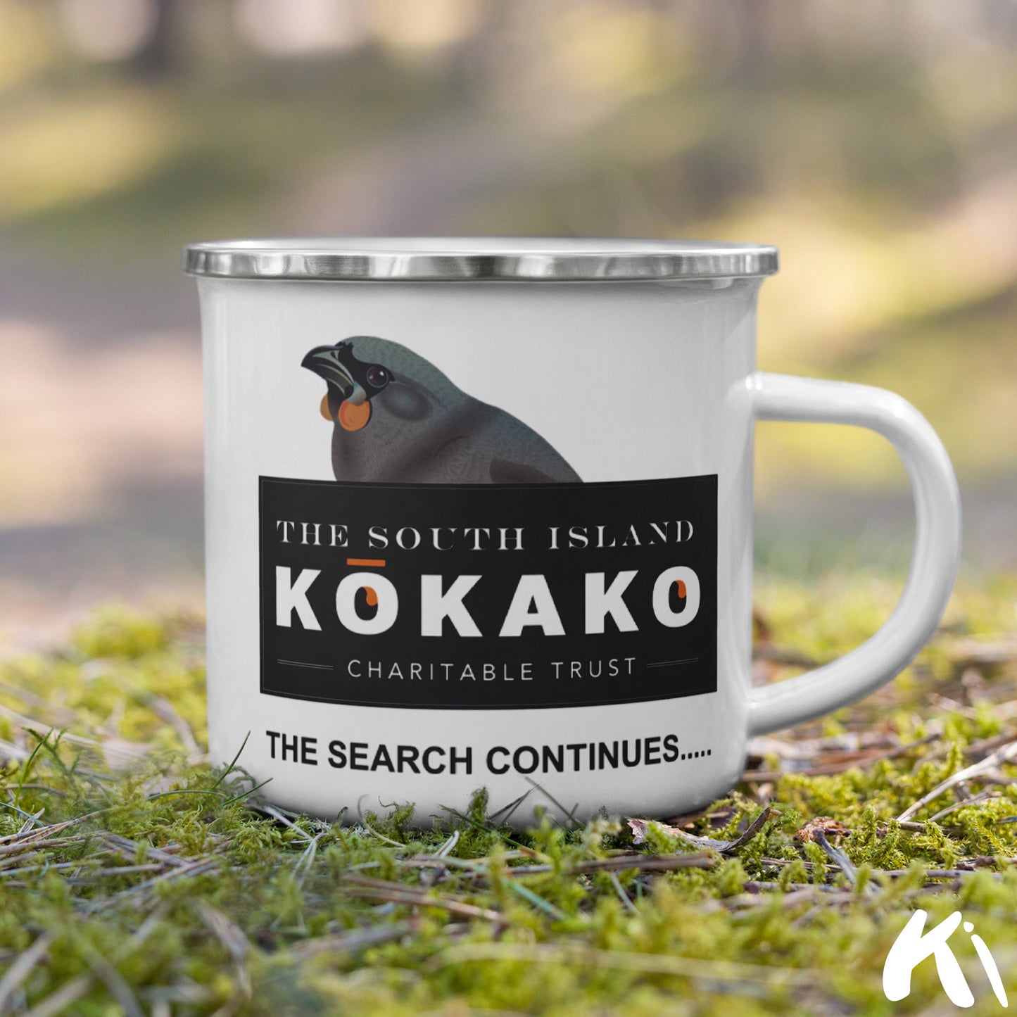 SOUTH ISLAND KŌKAKO Charitable Trust Enamel Camping Mug - Official Fundraiser