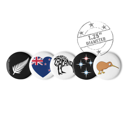 New Zealand Pin Button Set Of 5